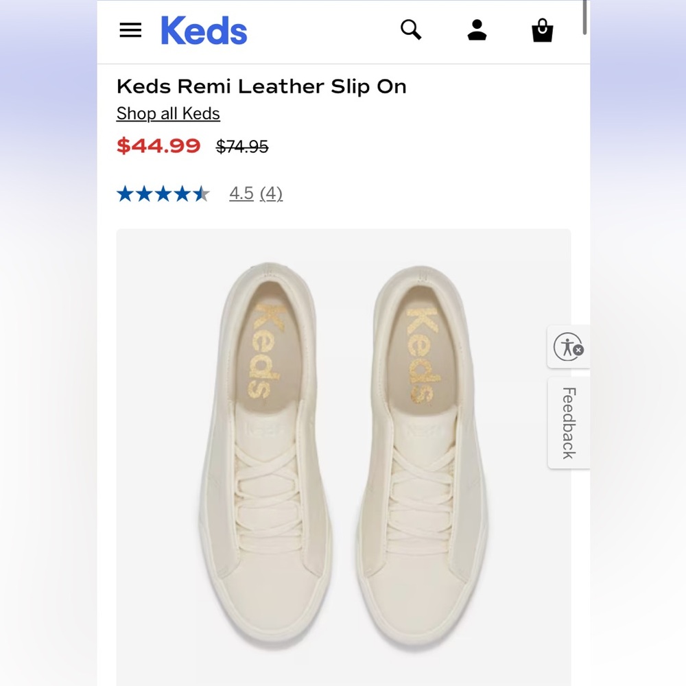 Keds Remi Leather Slip On Shoes NWOT